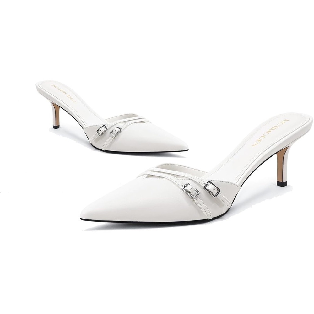 Marc Fisher White Pointed-Toe Mules